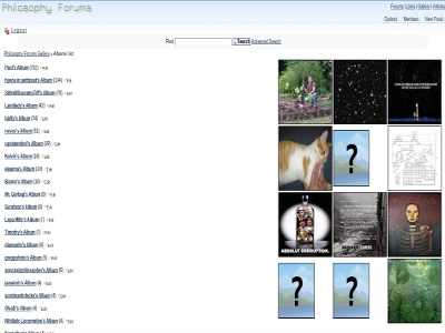 A member photo albums section attached to a forums website. customer website