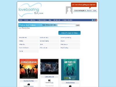 A boating site employing WSN Gallery's youtube embed feature with a mix of photos and videos. customer website